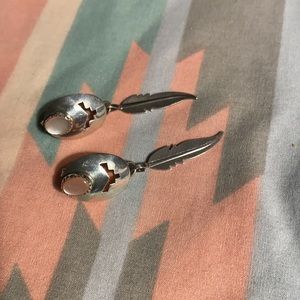 Native inspired feather and abalone earrings